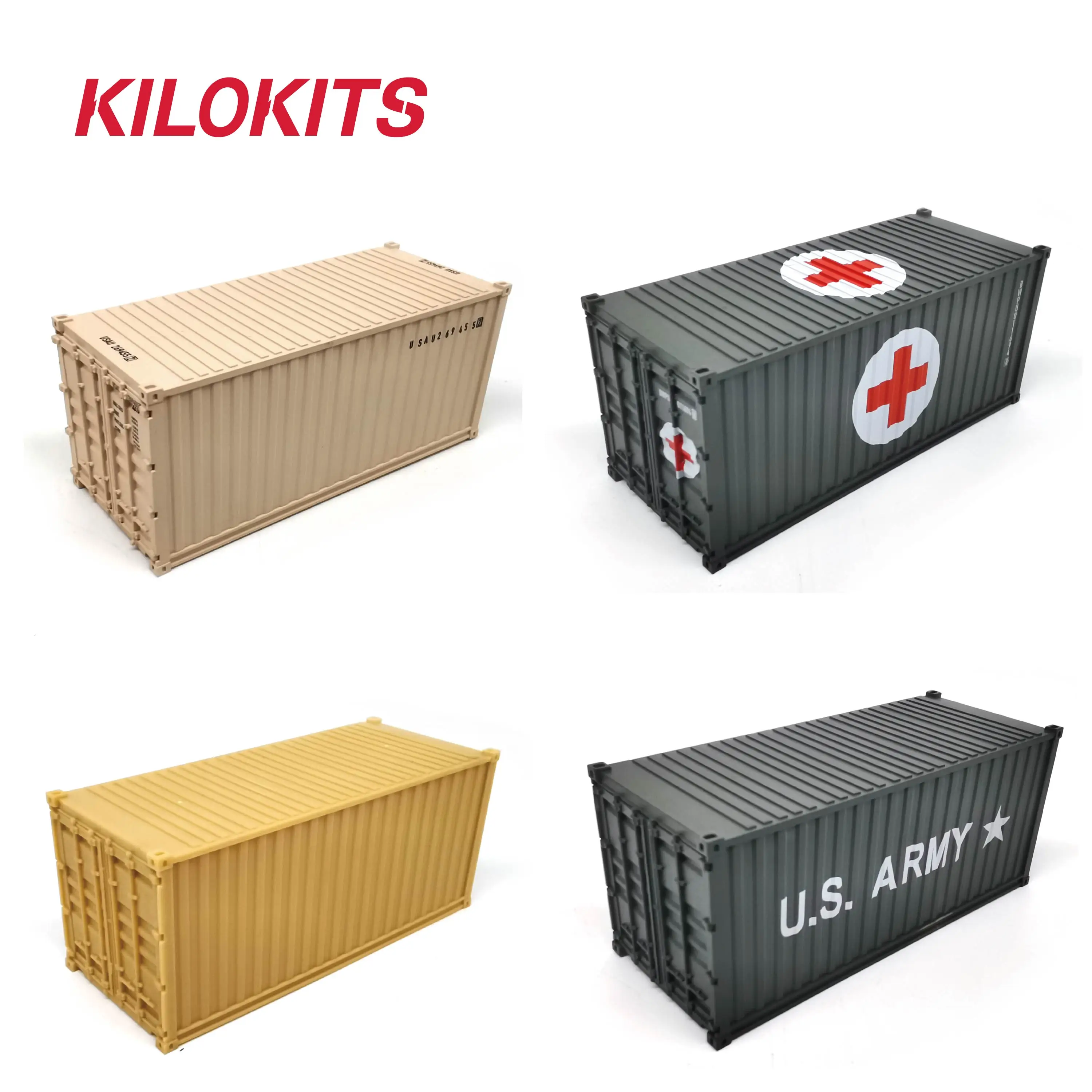 1/72 20ft Container Miniature Kits MultiColors Optional Military Tank Diorama Accessories for Ships Trucks Railroads