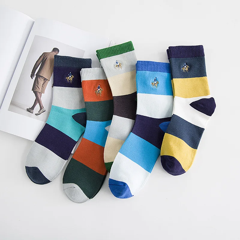 PIER POLO Socks Fashion Brand Men Socks 5 Pairs/Lot Crew Cotton Socks Embroidery Casual Socks Men Factory Wholesale