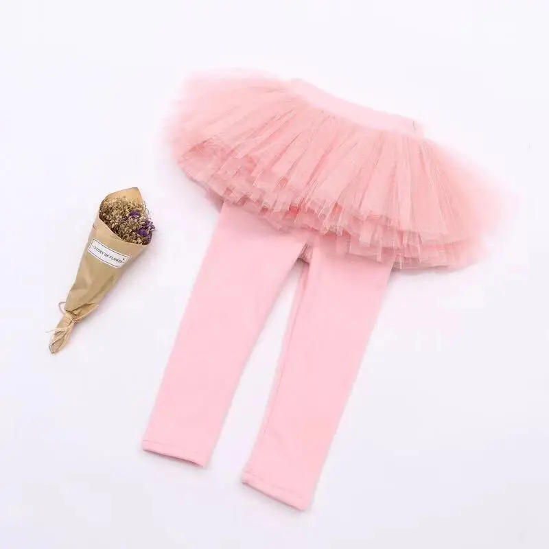 2024 Spring Autumn Girls Fashion One Piece Legging with Tutu Skirt