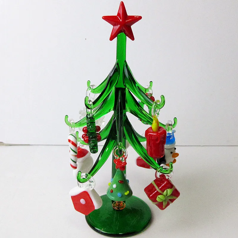 Custom Handmade Murano Glass Crafts Christmas Tree Figurines Ornaments Simulation Christmas Home Decoration Pendant Gifts 15cm