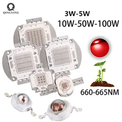 1W 3W 5Ｗ 10W 20W 30W 50W 100W Grow LED COB Chip Deep Red 660nm DIY Plant Fruit Growth For 1 3 5 10 30 50 100 W Watt Light Beads