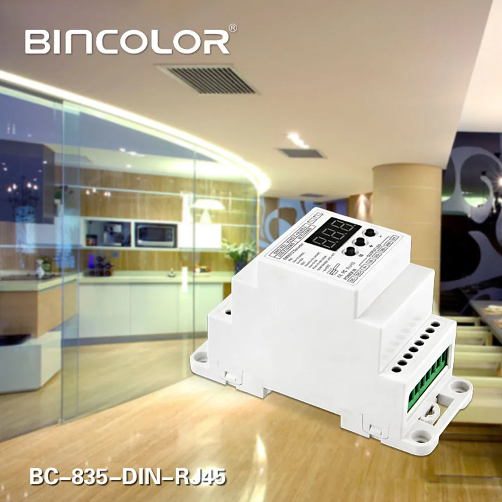 BC-835-DIN-RJ45 DC12-24V input 5A*5CH output, DIN Rail 5CH CV PWM DMX512/1990 Decoder controller for led strip light lamp