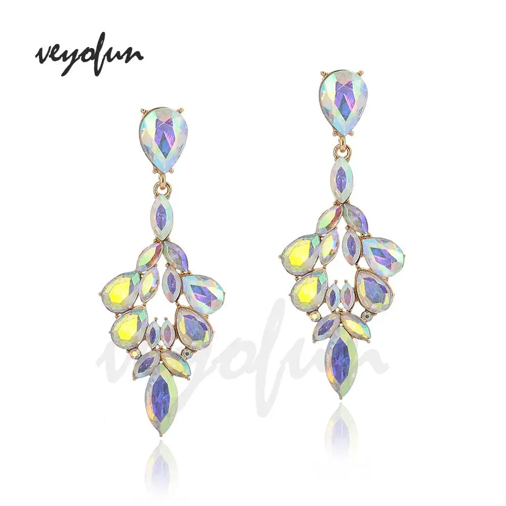 Veyofun Luxury Hollow out  Crystal Dangle Earrings for Women 2019 Fashion Drop Earrings Jewelry