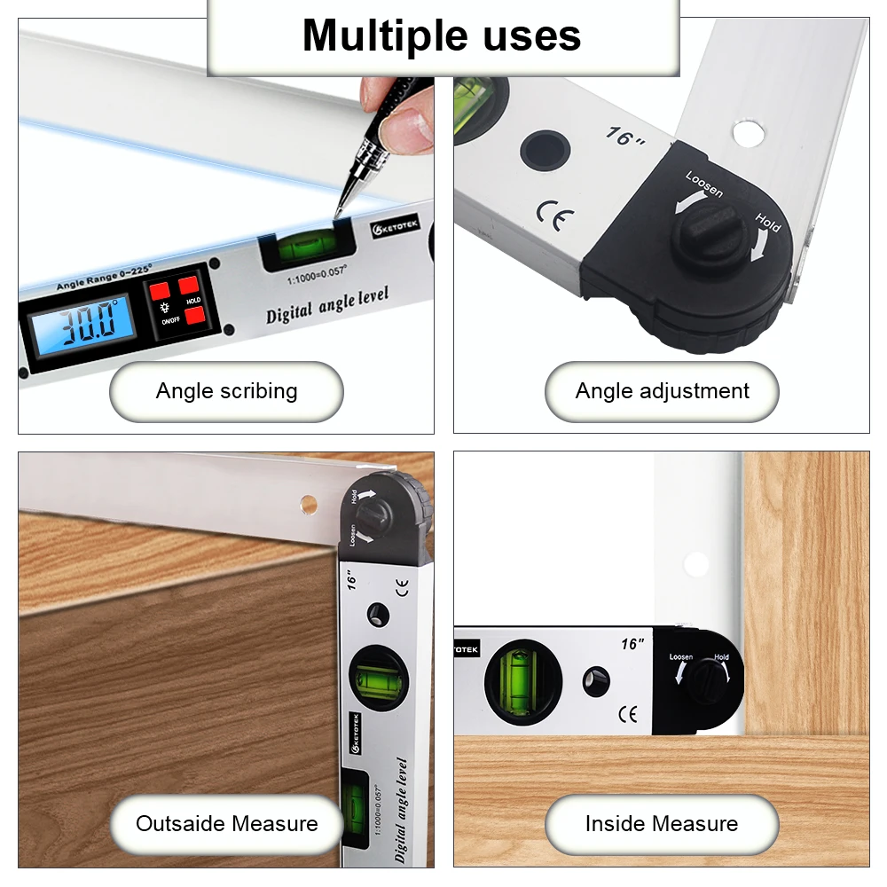 Goniometer Electronic Angle Ruler Building Protractor 225 degree Spirit Level Angle Finder 400mm Electronic Bubble Indicators