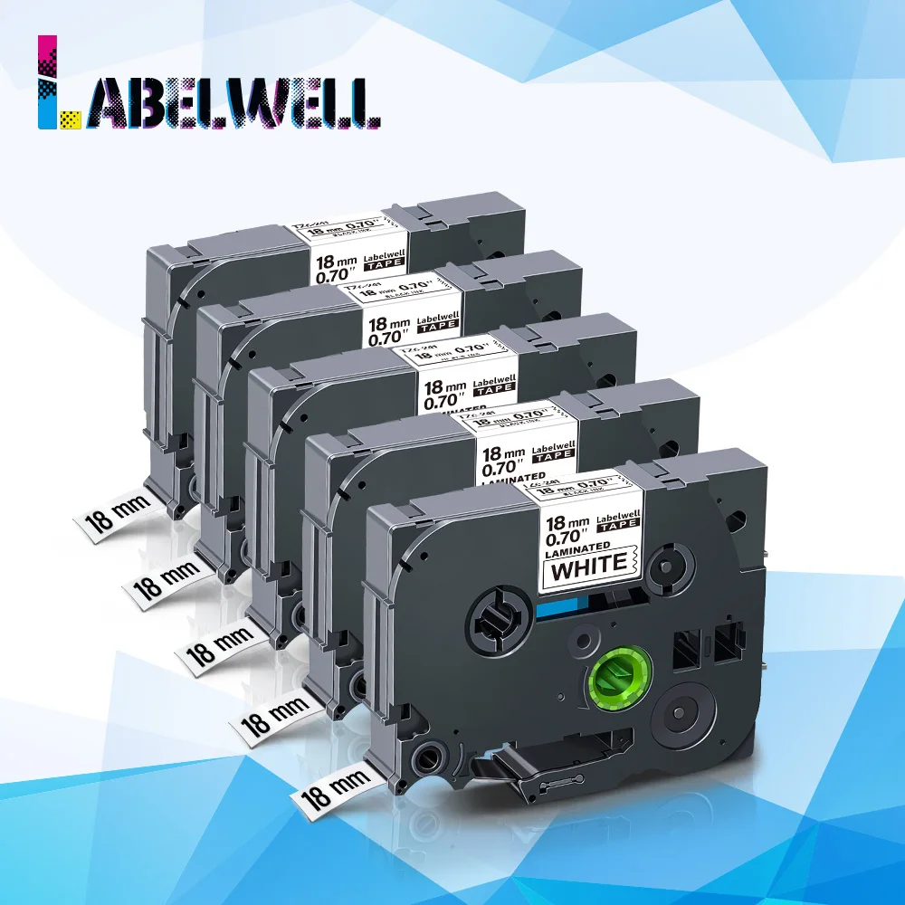 

Labelwell 5x совместимая 18 мм ламинированная лента для этикеток 241 черная на белом принтере лента для этикеток Принтер для этикеток