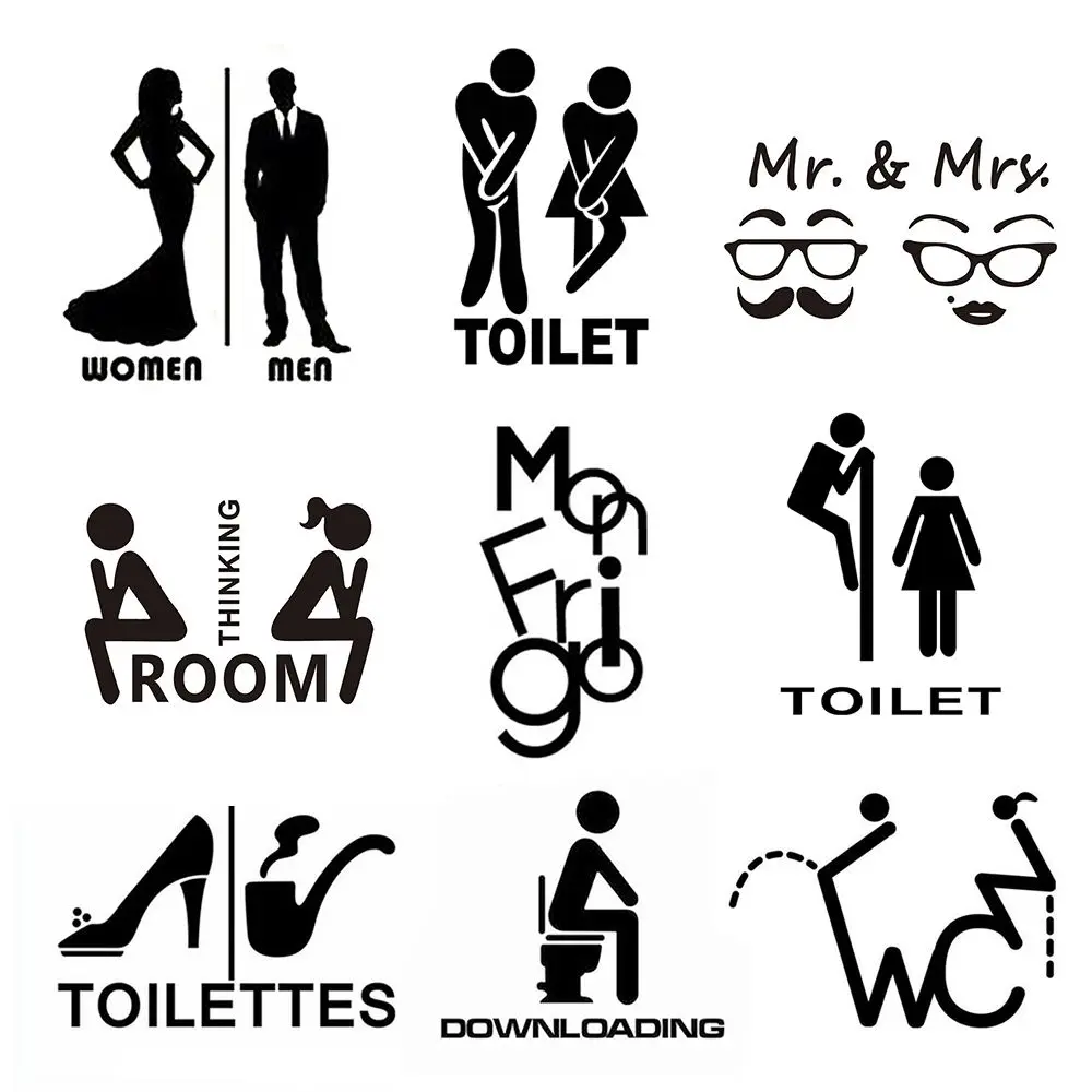 Fashion Home Art Removable Mr & Mrs Vinyl Poster Toilet Decals Door Decor Wall Sticker