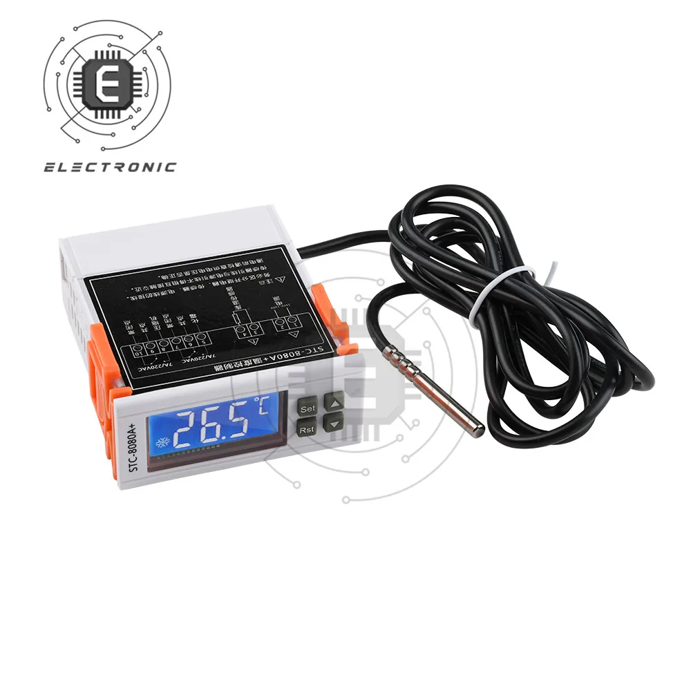 DC12/24V AC110V-220V STC-8080A+Refrigeration Timing Defrosting Intelligent Digital Temperature Controller Thermostat Tester