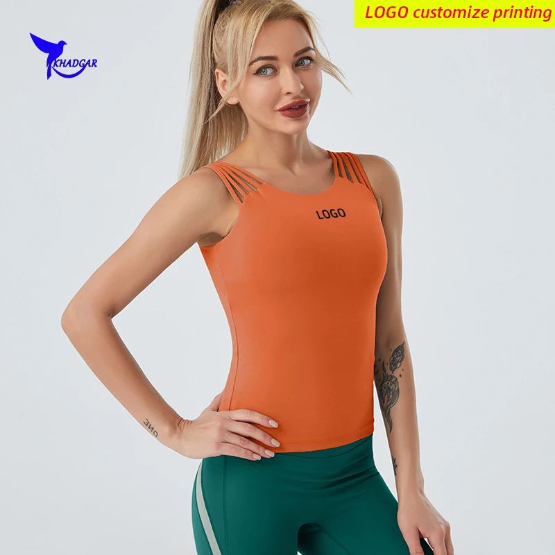 

Custom LOGO Push Up Yoga Vest Women Sportswear Singlet Gym Fitness Quick Dry Tank Top Sleeveless Running Shirts Sports Bra