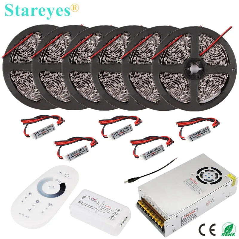 LED Strip 5m 10m 15m 20m 25m 30m SMD 5050 60LED/m Single color 12V IP20 IP65 Waterproof Flexible strip tape LED Rope Ribbons Kit