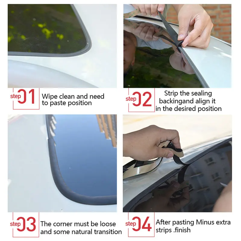 Car Roof Rubber Seal Strip Car Window Rubber Weatherstrip Seal Trim Cover Seal Strip Noise Insulation for Car Accessori Sealants