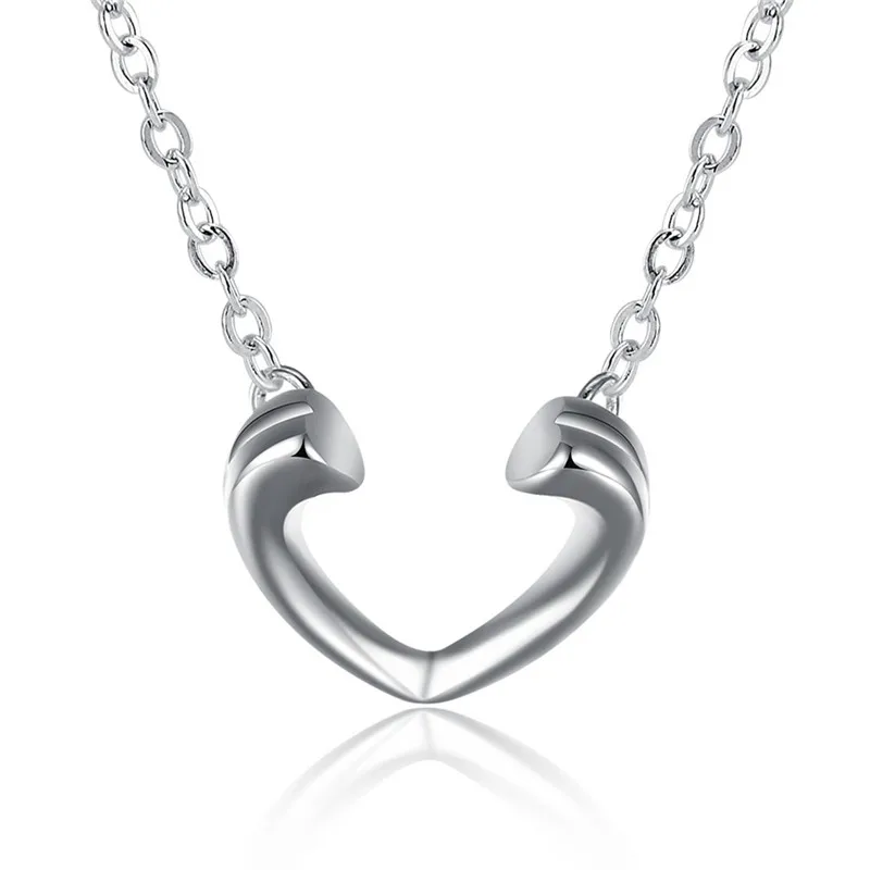 BABYLLNT 925 Sterling Silver Open Heart Pendant Necklace For Women Charm Wedding Engagement Party Fashion Jewelry Gift image 3