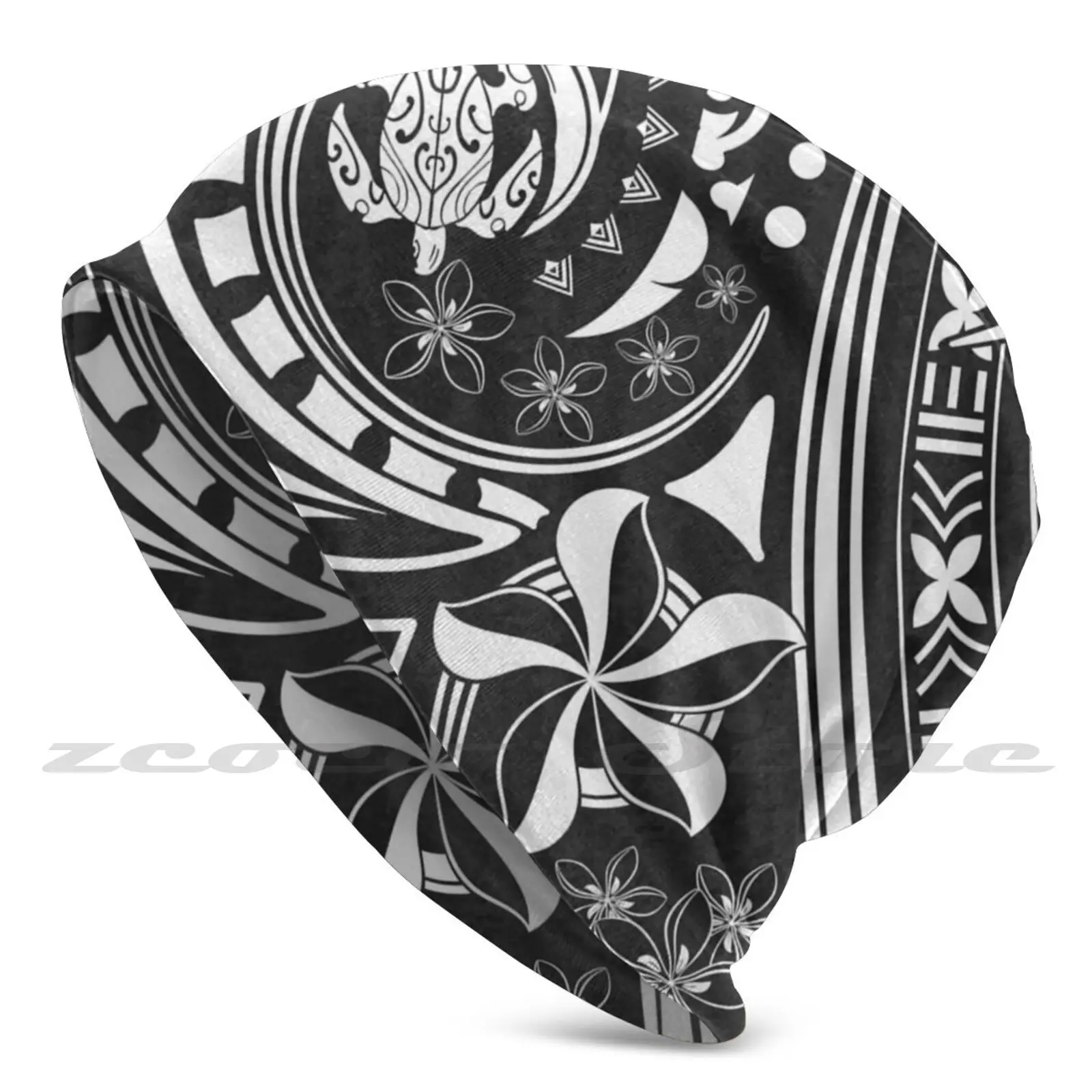 

Hawaiian-Samoan-Polynesian Black Ink Tribal Threads Knit Hat Hedging Cap Soft Elasticity Outdoor Sports Leisure Hawaiian