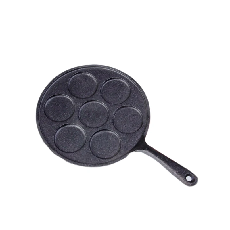 Cast Iron Uncoated Pan, 7 Holes, Fried Egg, Dumpling Pan, Dim Sum Biscuit Mold, Oven Cake Mold