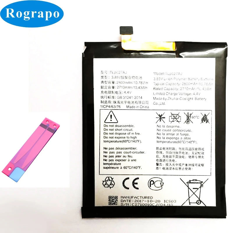 Original 2800mAh TLP027AJ Battery For Alcatel A5 LED OT 8085D 5085Y Idol 5 OT-6085D PULSEMIX 5085C/ TCL 750 X1 PLUS Mobile Phone