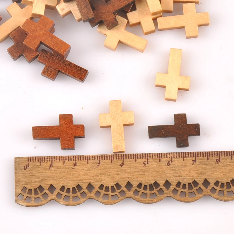 50pcs Natural wood cross Pendant Jewelry Findings fashion Charms Handmade Necklace Accessories mt2575