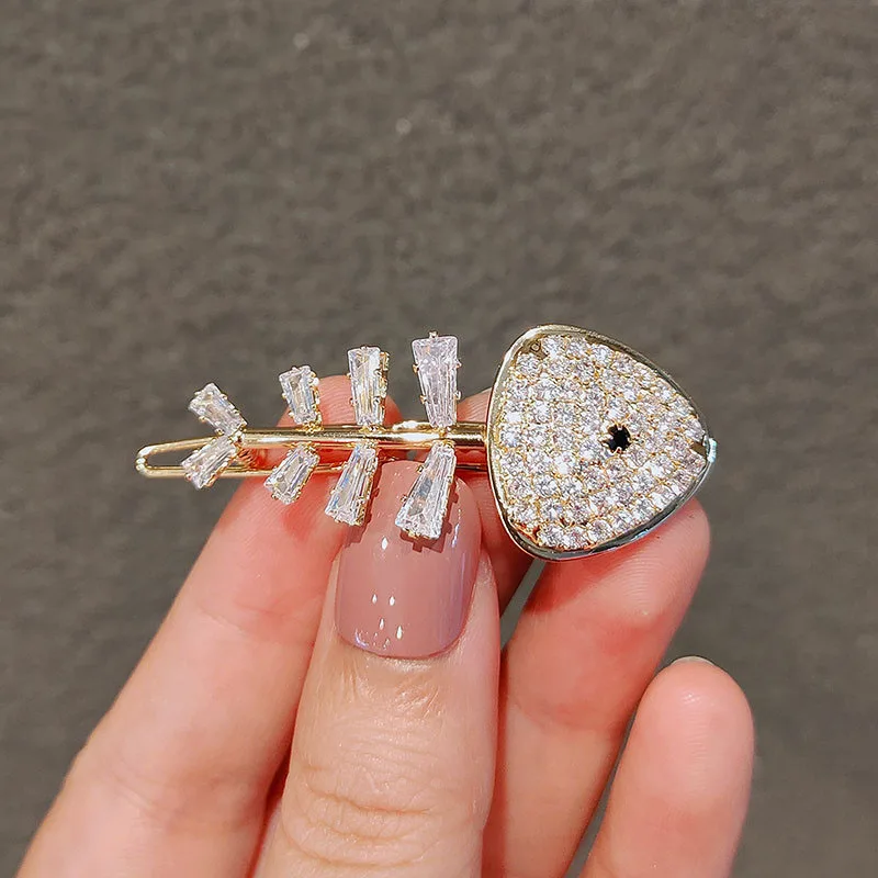 

Fashion Jewelry Fishbone Rhinstone Hair Clip Barrette Womens Girls Hairpin Barrettes Bobby Pin