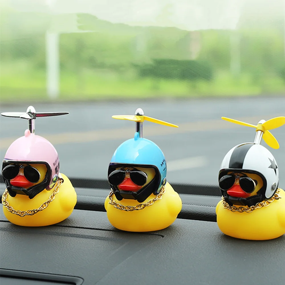 Car Gift Broken Wind Helmet Small Yellow Duck bicycle Car Decoration Accessories Wind-breaking Wave-breaking Duck Cycling Decor