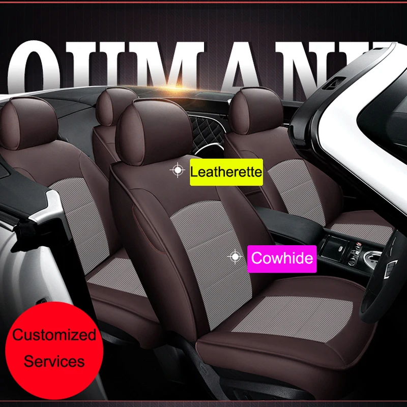 Custom Fit Automotives Seat Covers for VW Volkswagen Phaeton Accessories 2009-2014 Cowhide & PVC Leather Seat Cushion Cover Set