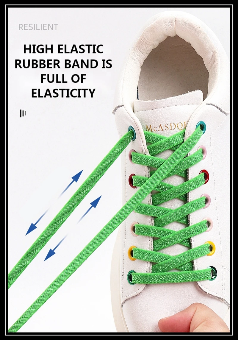 20 Farben Flache Schnürsenkel für Sneaker, Elastische Schnürsenkel ohne Binden, Schnelles An- und Ausziehen, Lazy Shoes Schnürsenkel Gummiband – Detail 5