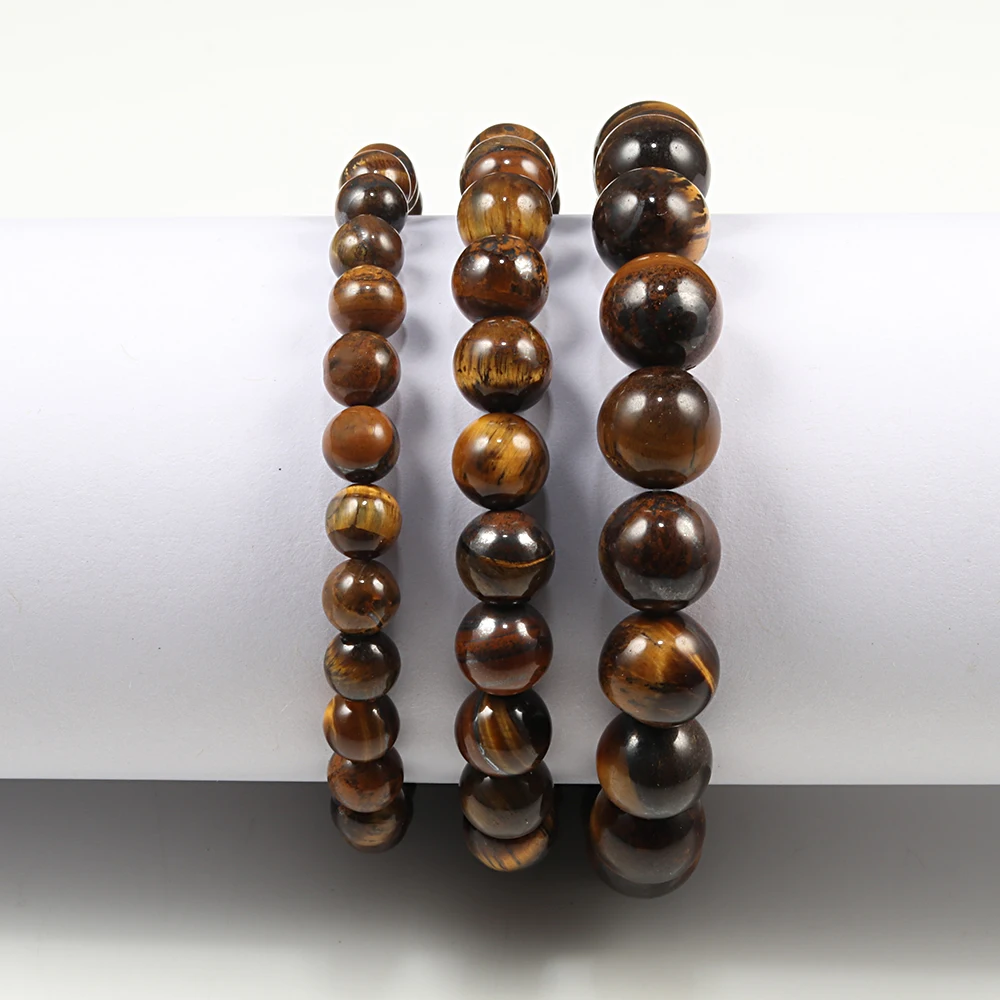 Trendy Natural Stone Beads Tiger Eye Bracelet Handmade Stretch Men Buddha Braclet for Yoga Meditation Jewelry Homme 6mm 8mm 10mm