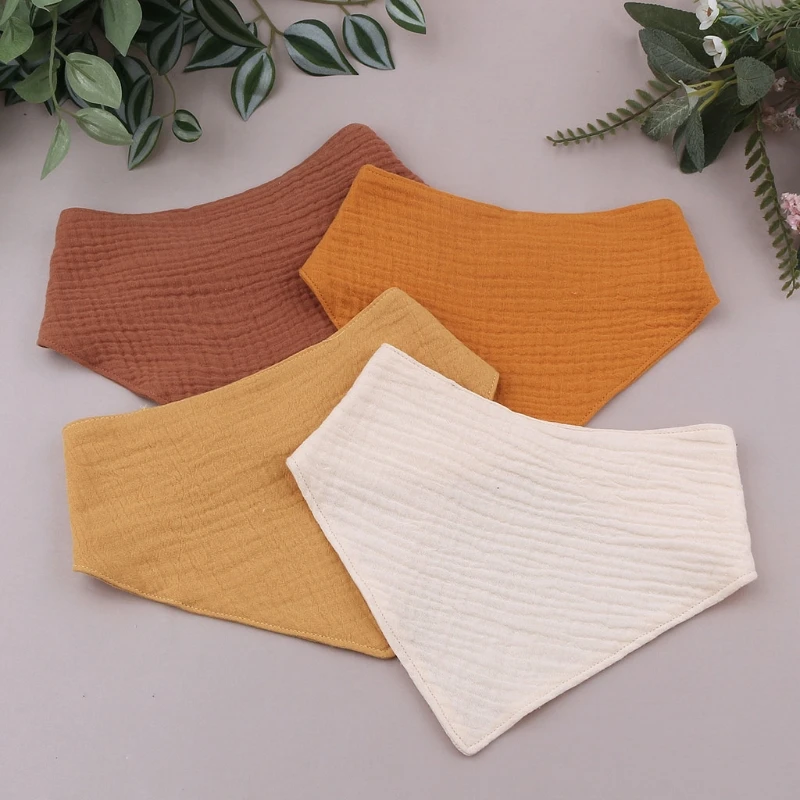 Baby Infant Cotton Bib Newborn Solid Color Triangle Scarf Feeding Saliva Towel Bandana Burp Cloth Boys Girls Gift 3/4/5pcs/Set