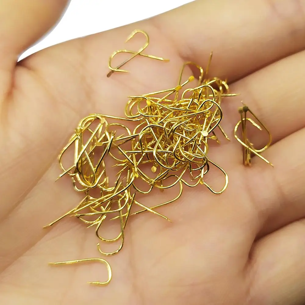 100-pieces Worm Hook Gold Light-Wire Fly Fishing Hooks Jig Hook Carp Rig Hooks Fishhook Live Bait Hook