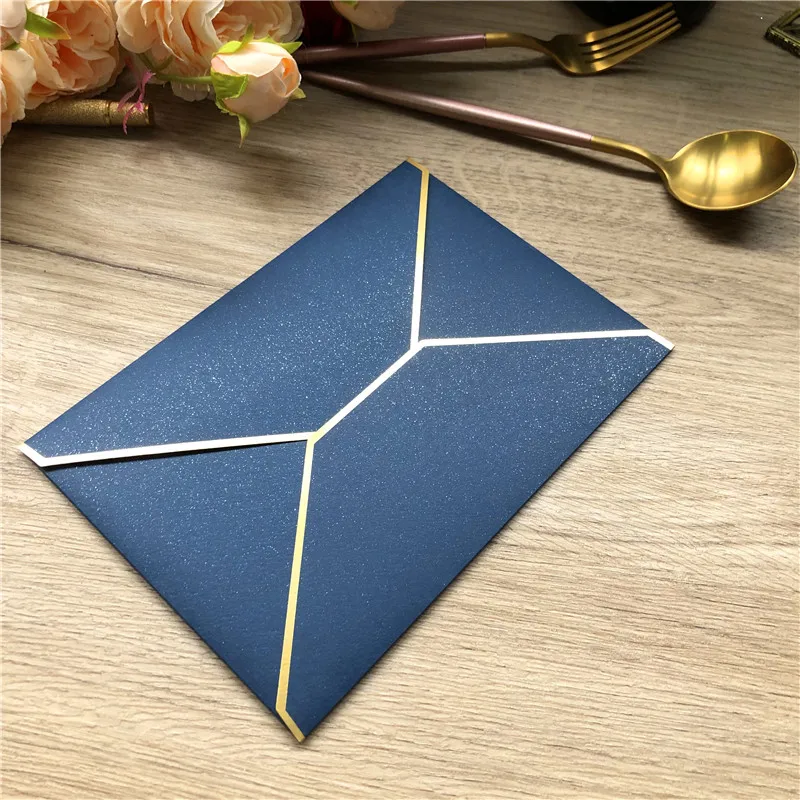 25x 250g Pearl Paper Envelopes White Black Gold Navy blue Pink Emerald Green for 5x7 Wedding Invitation Card gift foil Postcards