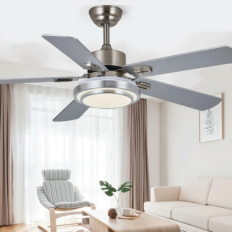 Modern nordic ceiling fan lamp household living room simple dining room bedroom with lamp remote control fan lamp