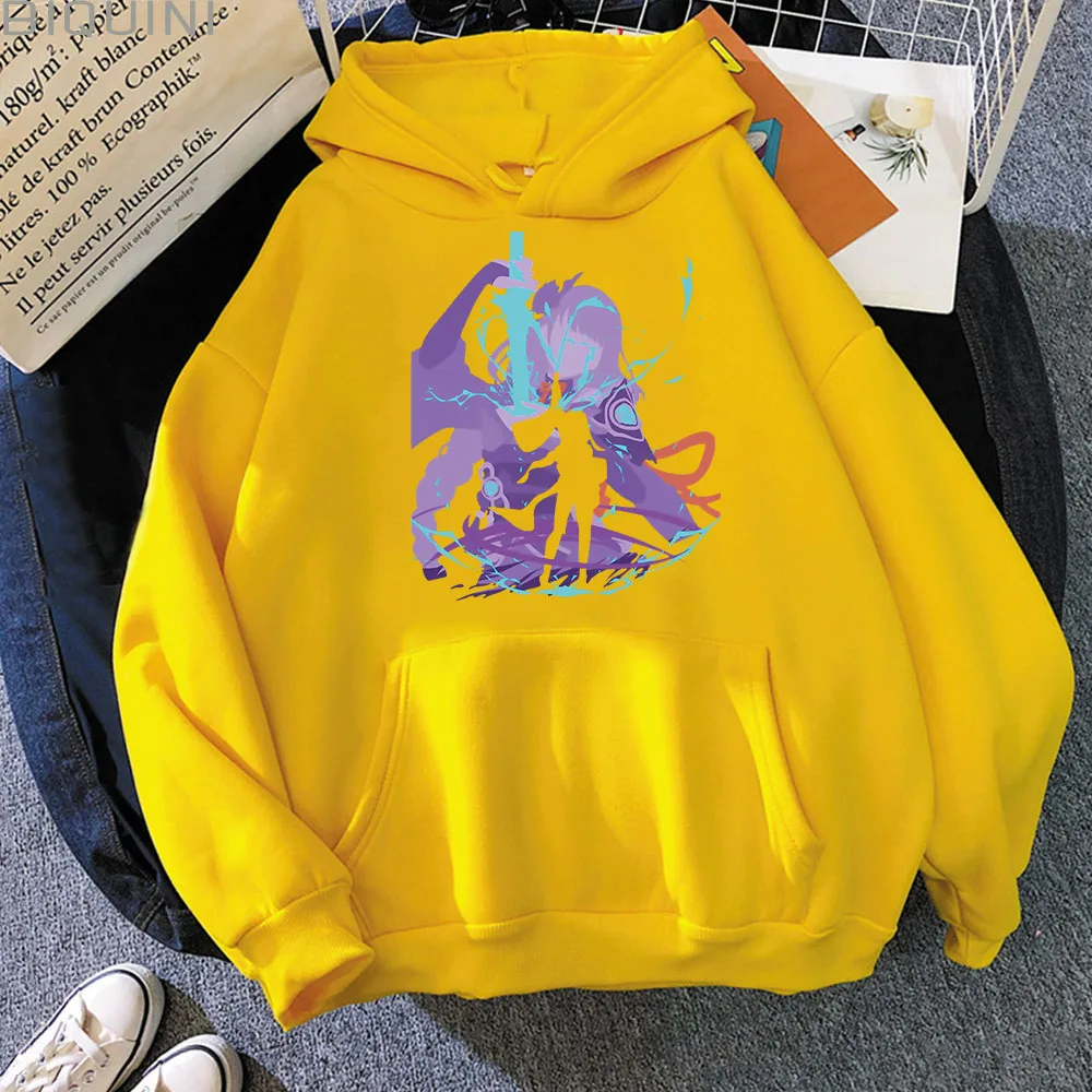 Genshin Impact Hoodie Raiden Shogun Vintage Sweatshirt Women/Men Japanese Streetwear Colors 12 Anime Clothes Graffiti Game Print