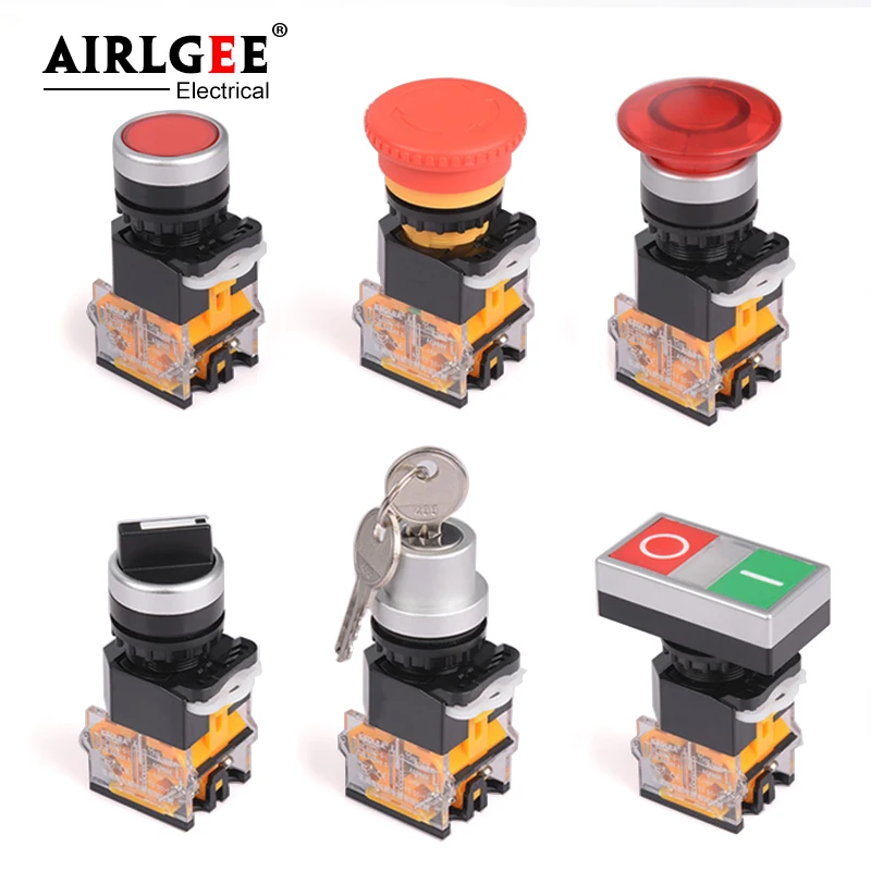 LA38-22mm button switch self-reset self-locking emergency stop rotary jog switch start control switch mushroom waterproof button