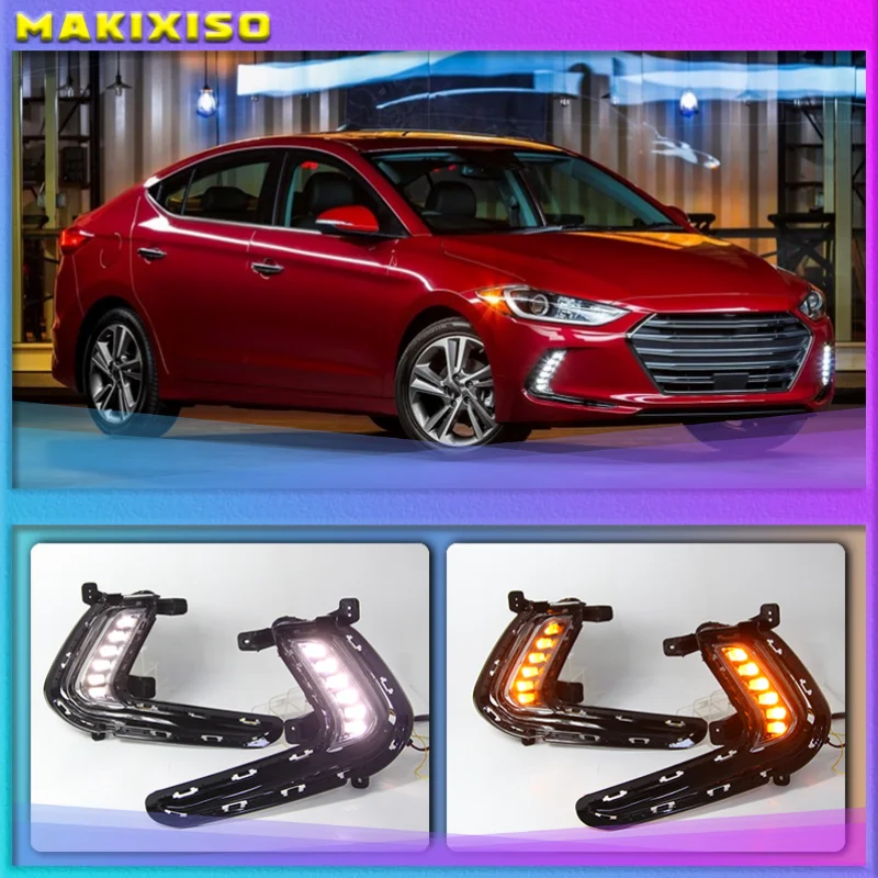 

1Set 12V ABS LED Car DRL Daytime Running Lights With Turn Yellow Signal For Hyundai Avante AD Elantra 2016 2017 2018