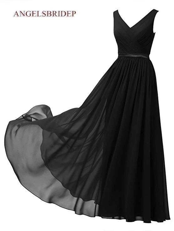 

ANGELSBRIDEP 2 STORE V-Neck Long Evening Party Dresses Vestidos De Festa With Sash Floor-Length Formal Celebrity Prom Hot Sale