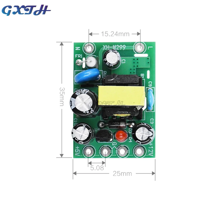 Isolated Power Supply Dual Output Switching Power Supply Module AC-DC Isolation PCB Board Input 110-220V Output 12V0.5A+5V