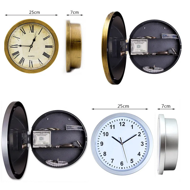 New Hidden Secret Stash Safe Box Creative Wall Clock Safe Money Container Mechanical Storage Box Plastic Jewelry Money