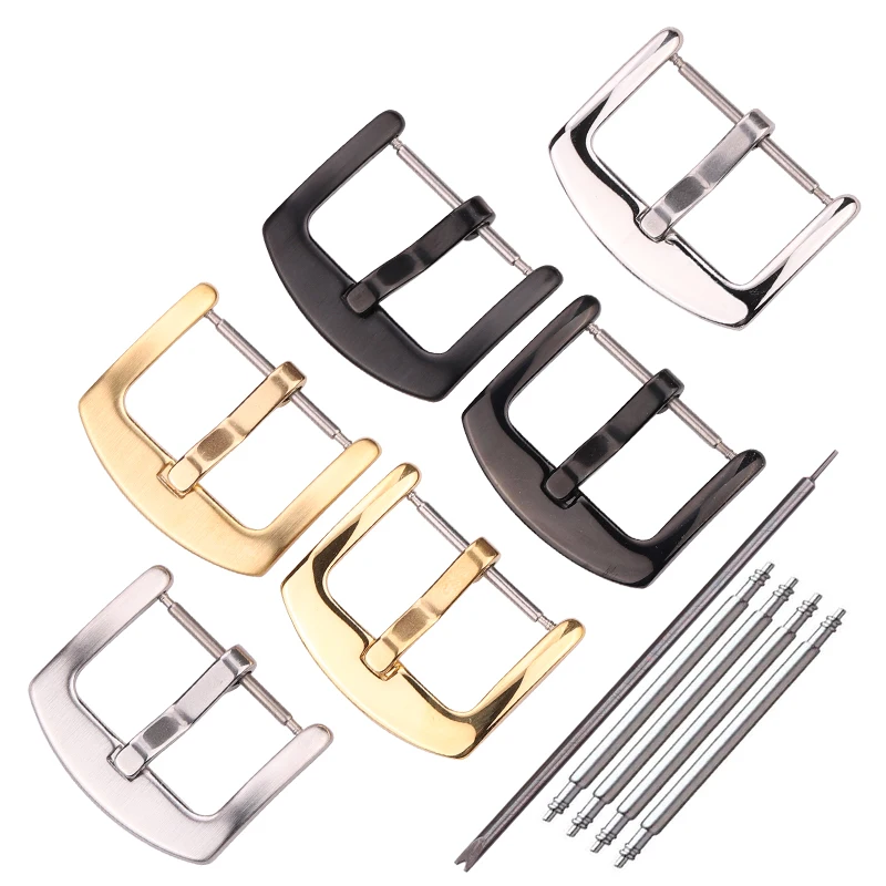 Stainless Steel Watch Strap Buckle 18 20 22 24mm Men Silver Black Metal Watchband Clasp Accessories