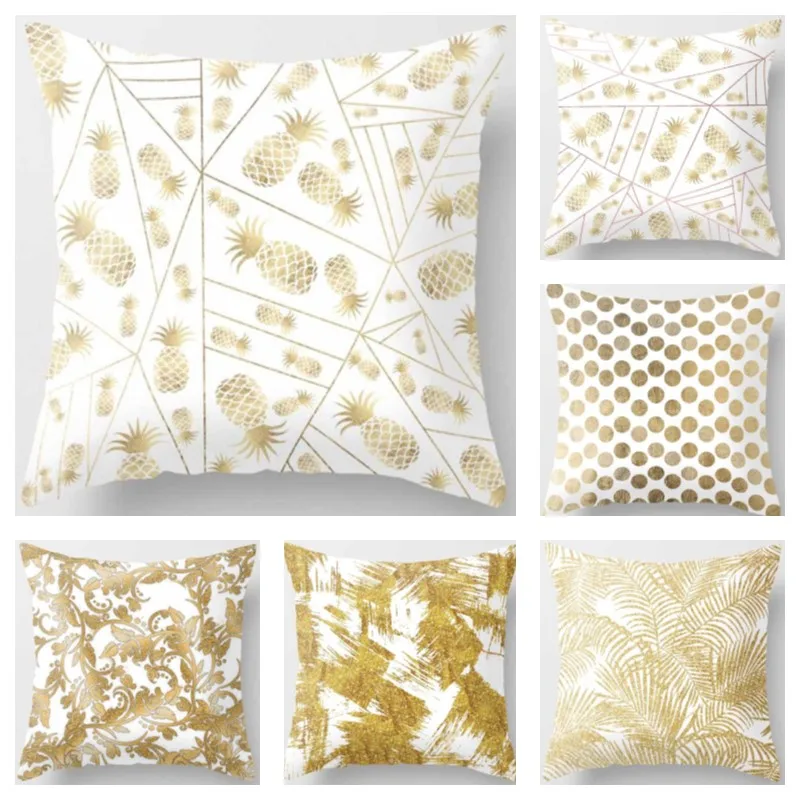 

Golden Leaves Pillow Cover 20x20in 24x24in Home Sofa Cushion Cover 50x50cm 60x60cm Fashion Home Decoration Cushion Cover