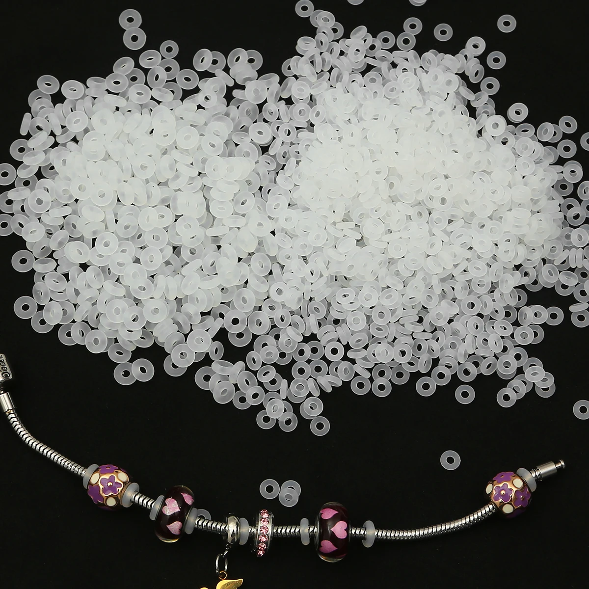 25/50Pcs 5/6mm White Rubber Clip Safety Stopper Silicone Spacer Bead Anti-slip Ring for Charm Bracelets Necklaces Handmade