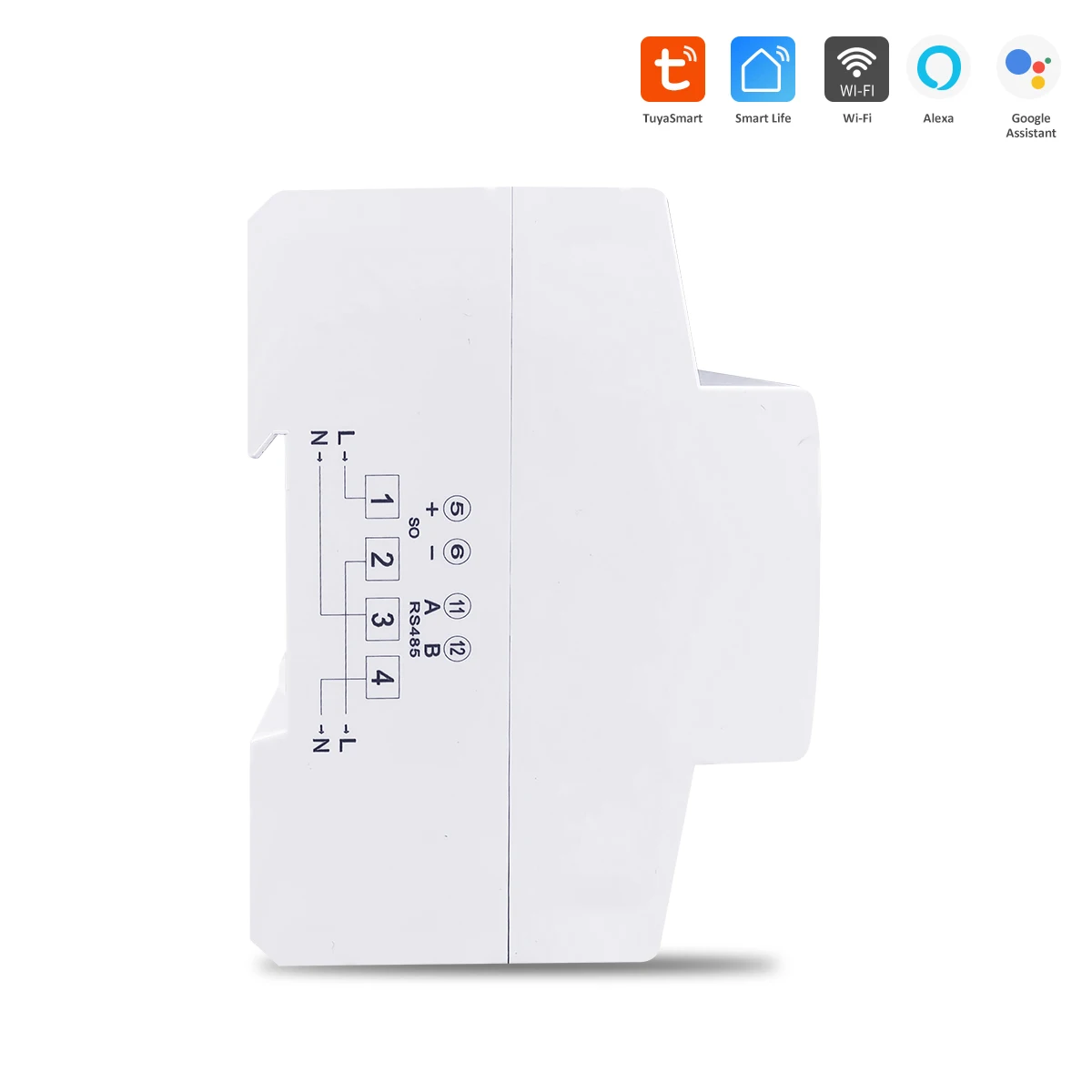 60A TUYA Single Phase WIFI Smart Energy Meter Kwh Metering Monitoring MCB Timer with voltage current protection RS485