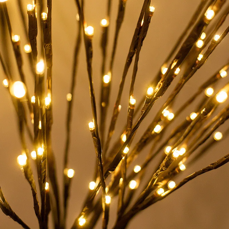 Lámpara LED de rama de árbol de simulación, luz nocturna creativa para habitación y dormitorio, luces de rama de relleno de jarrón, decoración navideña para el hogar, 2 uds.