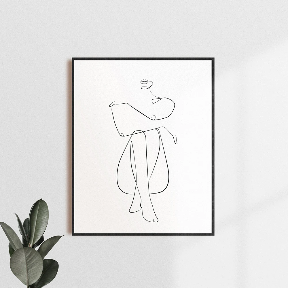 Nude Naked Sexy Lady Body Line Drawing Art Canvas Painting Women Abstract Posters and Prints Modern Home Female Wall Art Decor