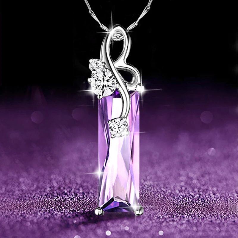 Huitan Ästhetische Lila CZ frauen Halskette Marquise/Quadrat/Wasser Tropfen/Blume Anhänger Luxus Mode Weibliche Hochzeit schmuck 2021