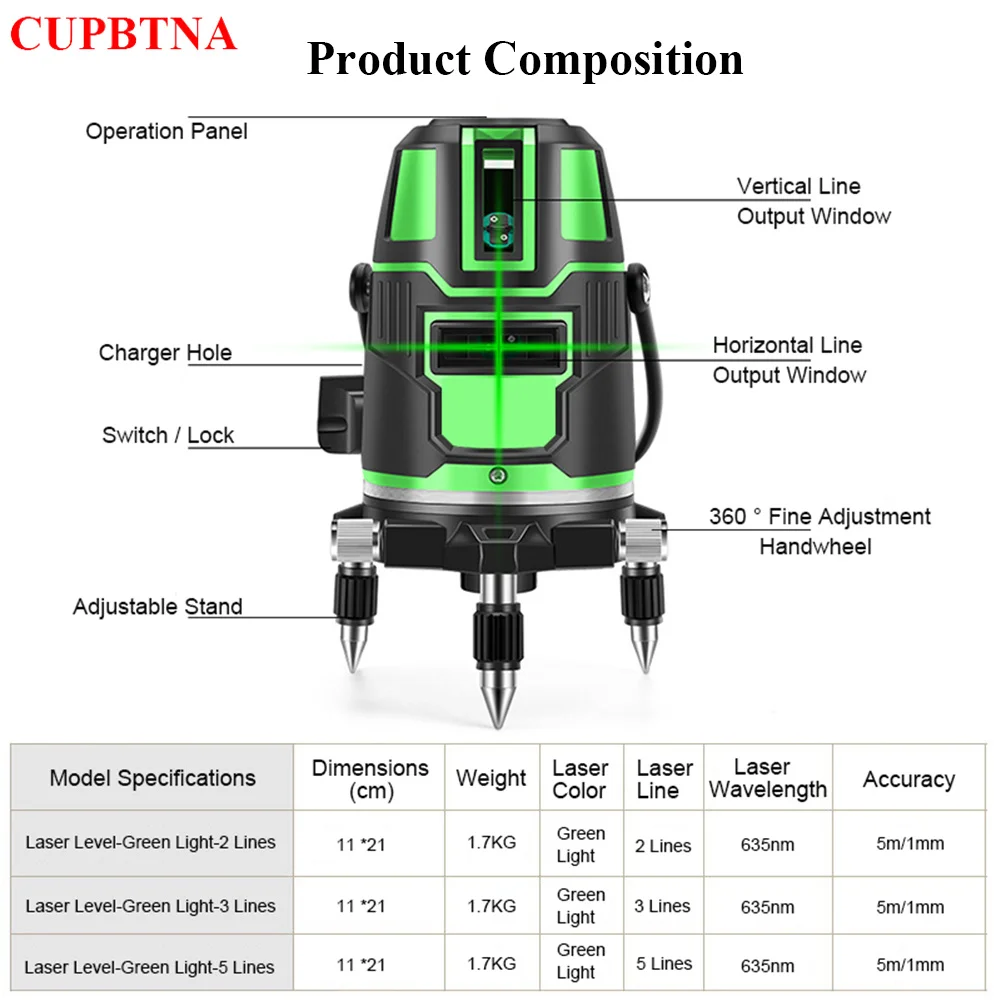 2/3/5 Lines 3D Laser Level 360° Self-Leveling Horizontal And Vertical Super Powerful Green Laser Level Tools With 1.2m Tripod