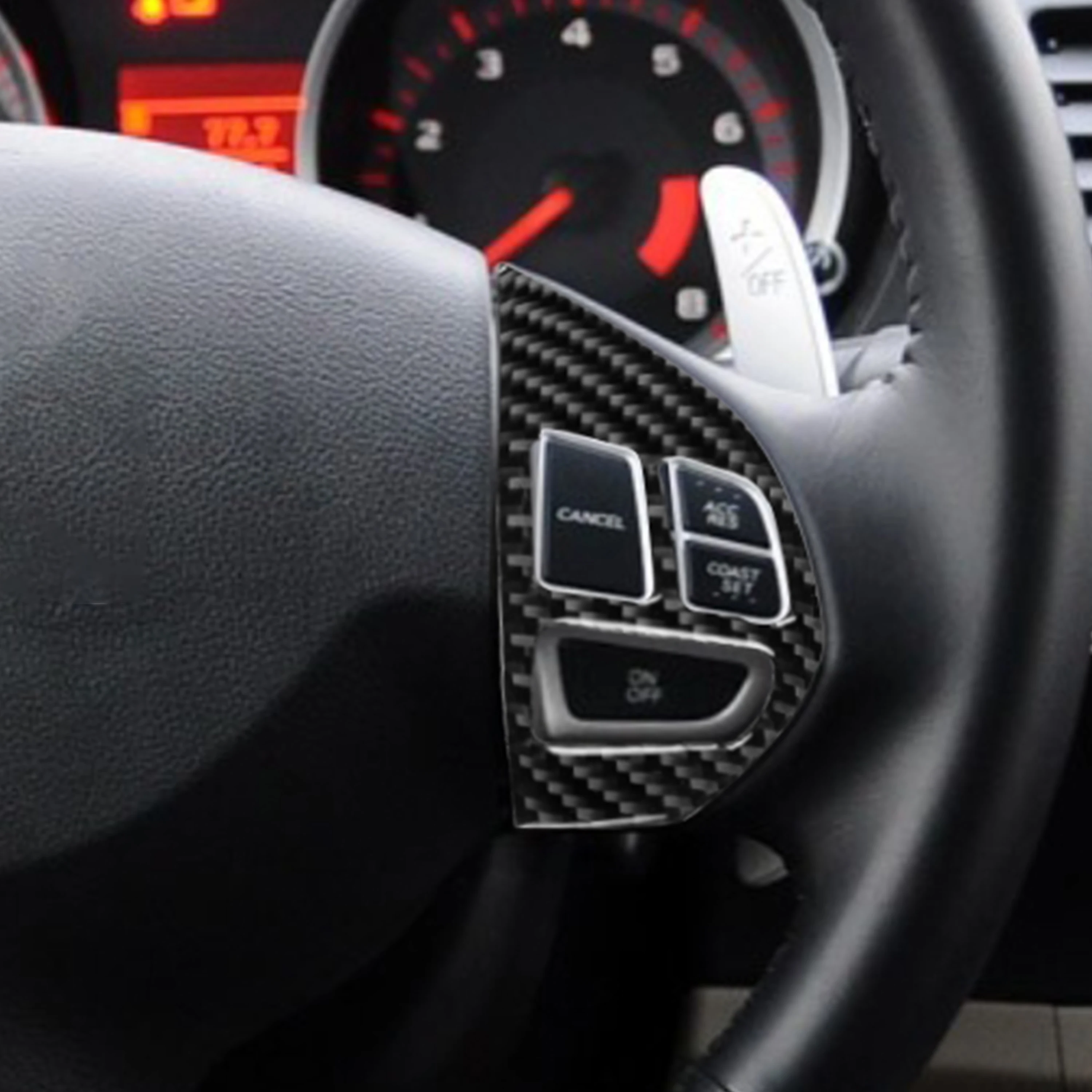 For Mitsubishi Lancer GTS ES DE 2008-2015 Carbon Fiber Steering Wheel Panel Switch Button Sticker Cover Trim Car Accessories