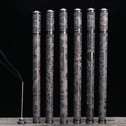 F Hight Quality Ebony Wood Stick Incense Tube Carved Thread Mouth Pulling Anti Elastic Incense Holder Temple Incense Storage Box