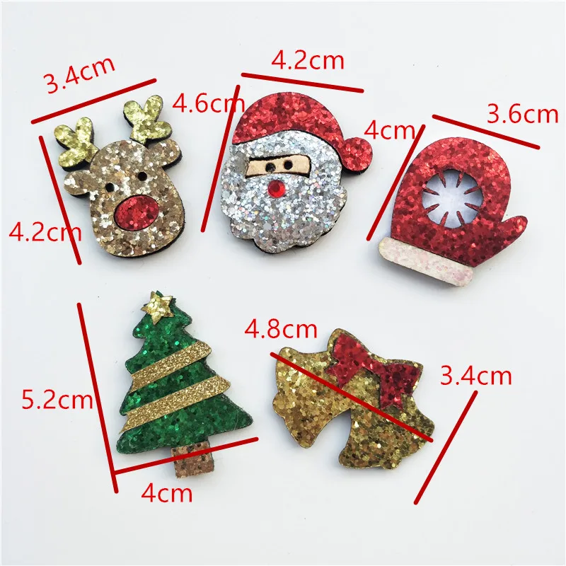20 Stück/Los, verschiedene Designs, glitzernde Weihnachtsgeißbrenner-Applikationen mit Polsterung für Bastelarbeiten, Kleidung, Nähzubehör, DIY-Haarspangen-Accessoires. – Detail 1