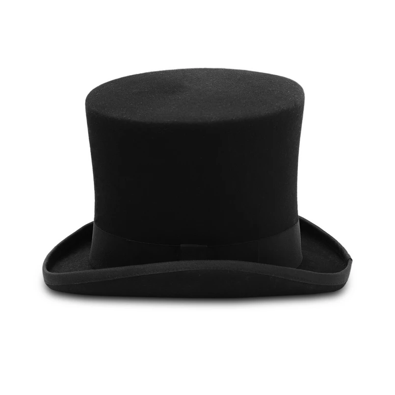 GEMVIE 17cm 100% Wool Felt Top Hat For Men Women Cylinder High Hat Topper Mad Hatter Party Costume Fedora Magician Theater Hat