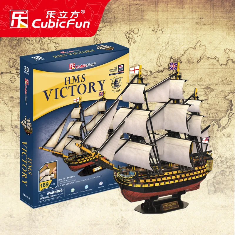 3D Jigsaw British HMS Victory Ship Royal Sailboat  Paper Building Model Puzzle DIY HandmadeCraft Toys No-glue Pre-cut