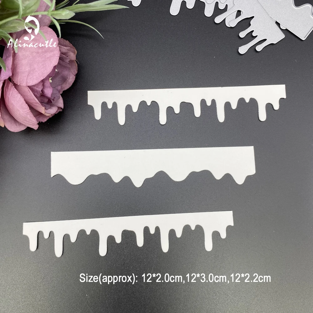 Alinacutle Metal Cutting Dies Cut 3pc Snow Ice Border Set Scrapbooking Paper Craft Handmade Album Card Punch Art Cutter