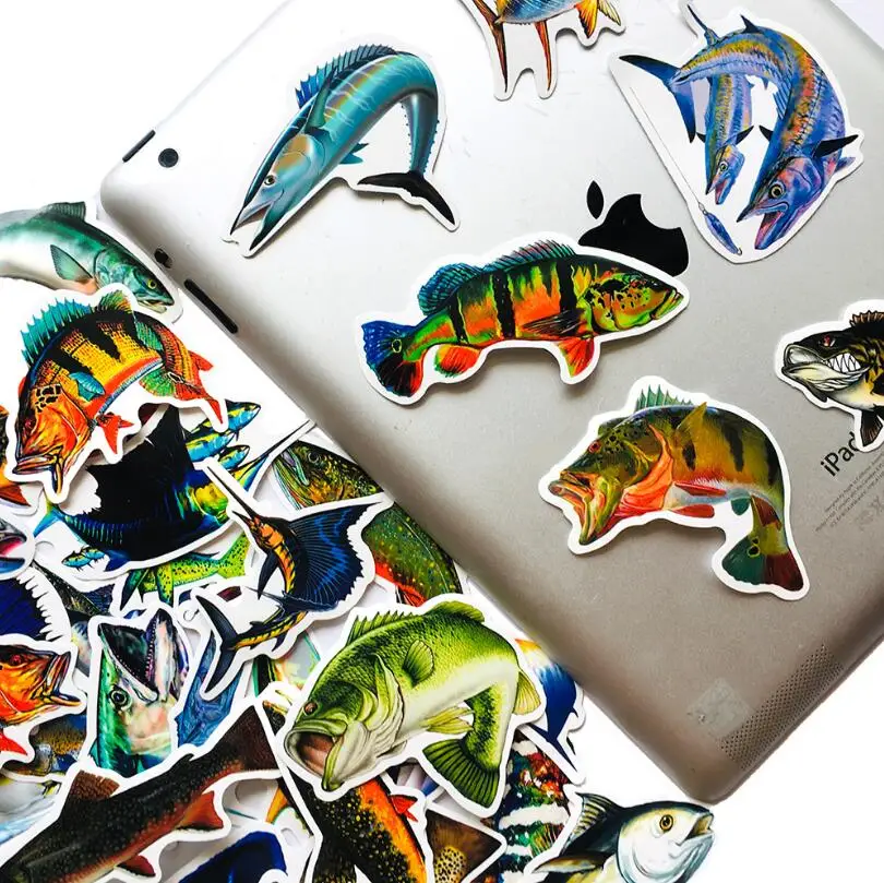 10/30/50PCS Outdoor Fishing Sea Fishing Suitcase Helmet Notebook Skateboard Waterproof Graffiti Sticker Decoration Wholesale