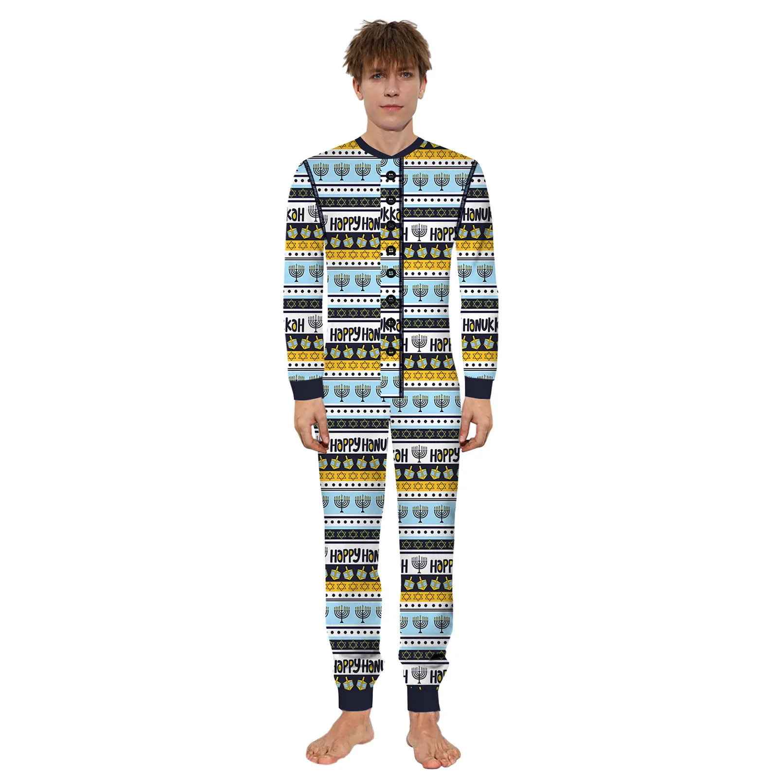 Macacão de manga longa macacão de manga longa homem pijamas de pijamas de pijamas hombre invierno